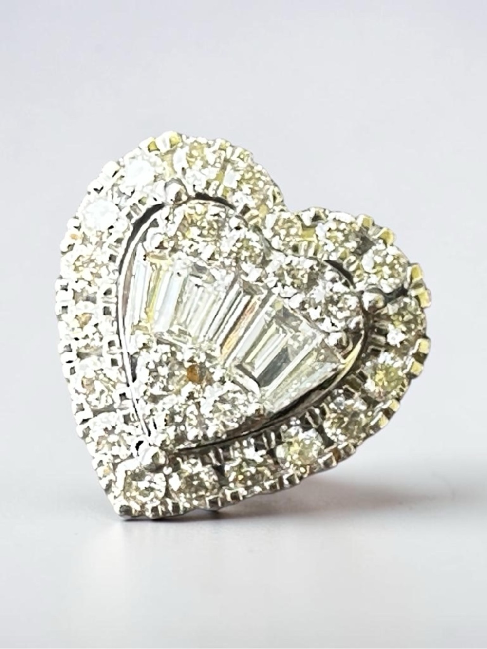 Stunning Genuine 10K White Gold Diamond Heart Stud Earring – Single Piece